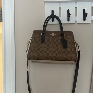 Coach Brown and Black Signature Satchel